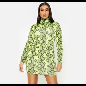 Boohoo Plus Neon Snake Rib Dress